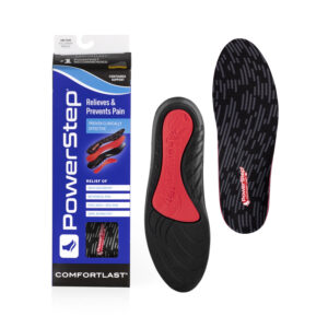 premium comfort insoles, an image of the insole beside the plastic container